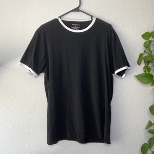 Paper Denim & Cloth Black T-shirt with White Trim
